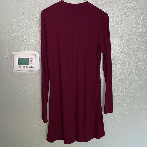 Maroon Long Sleeve High Neck Dress - Picture 3 of 3